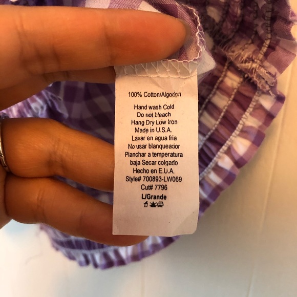 Lilac Gingham Open Shoulder Top - Picture 5 of 5